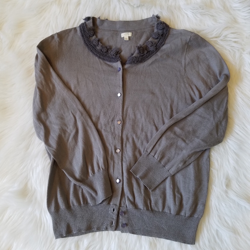 ◊ Grey J. Crew Embellished Cardigan